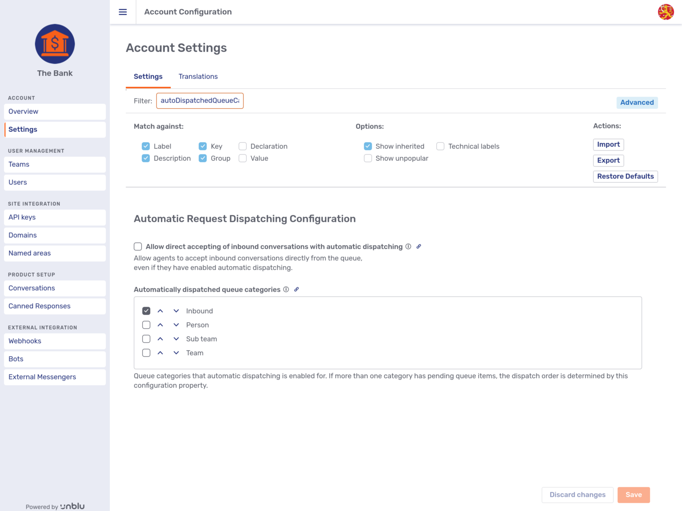 Search result with *Key* checkbox ticked