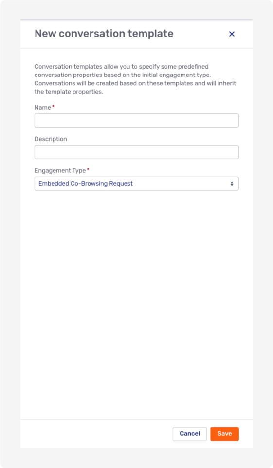 New conversation template modal page