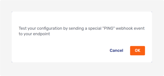 Modal dialog for <strong>Send ping event</strong>