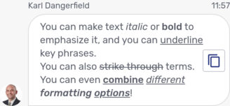 Markdown text formatting options