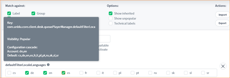settings show product and global 2 green boxes