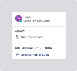 Avatar dropdown displaying information on a participant