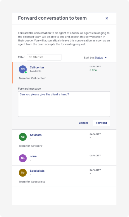 Message when forwarding conversation