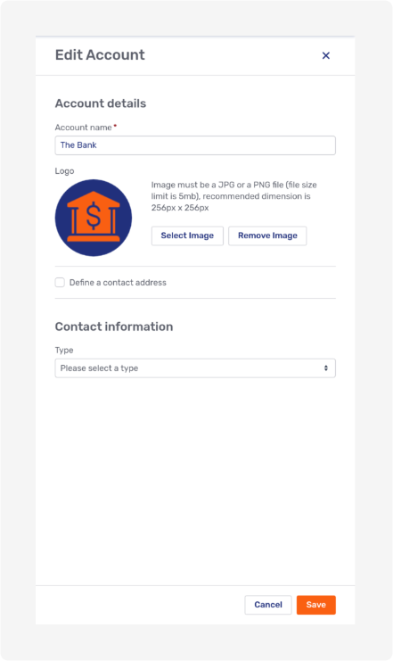 Edit account modal page