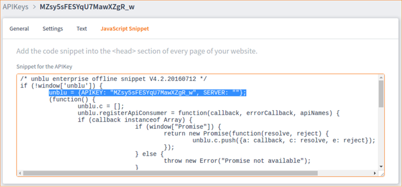 account api keys javascript snippet