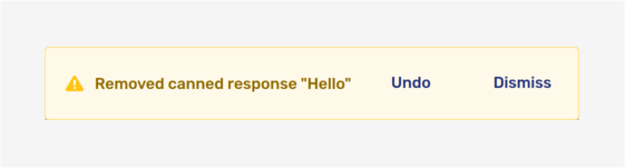 Toast displayed when canned response is deleted