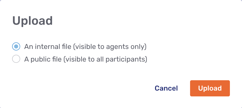 Dialog to choose messaging mode for file upload
