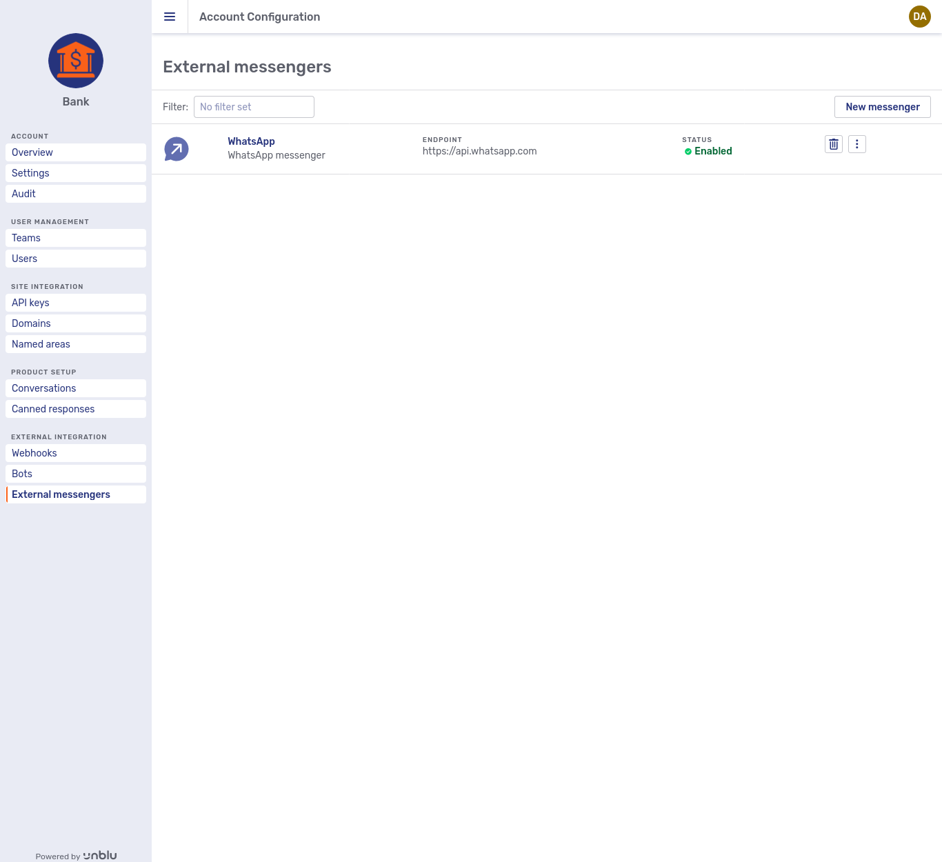 External messenger overview