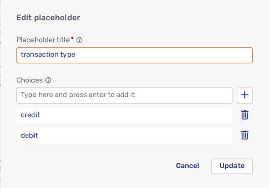 Creating a new multiple-choice placeholder