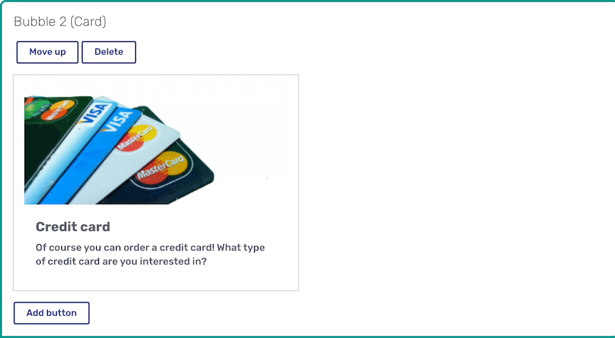 Card answer bubble without buttons