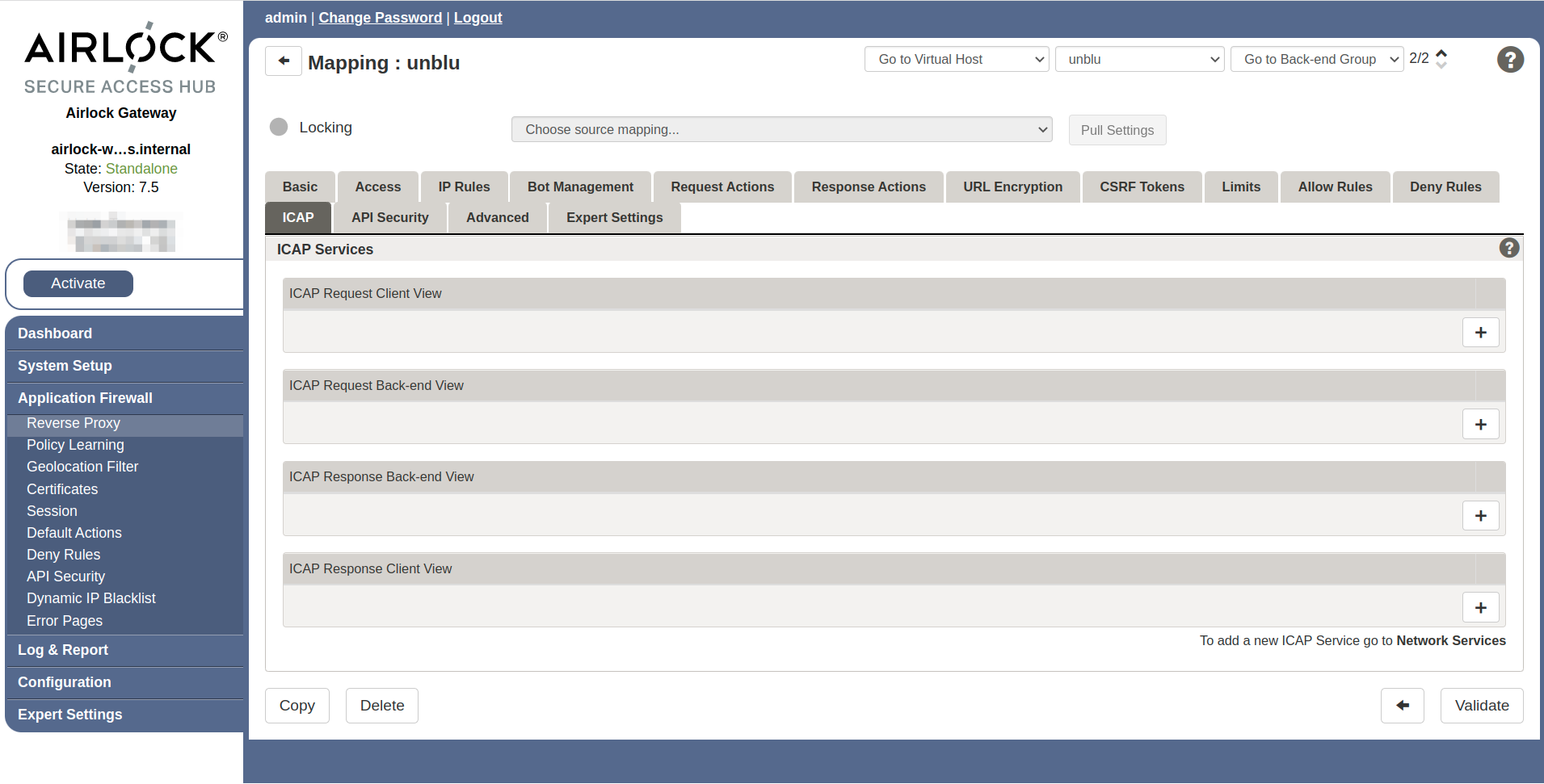 Airlock Unblu server mapping