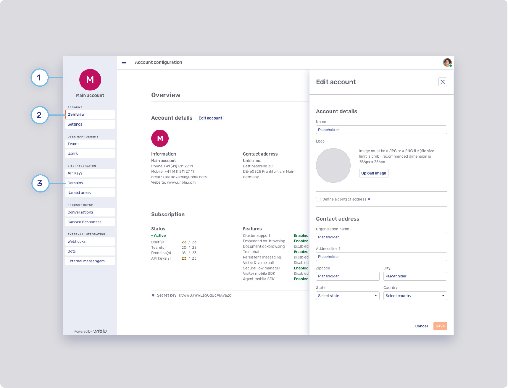 account space side navigation