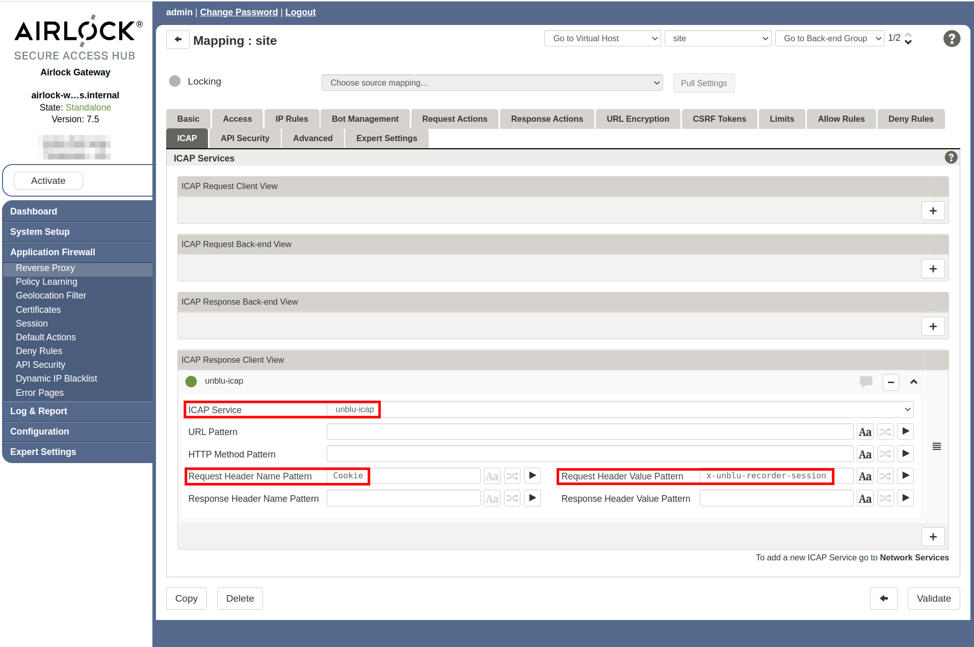 Airlock application back-end mapping
