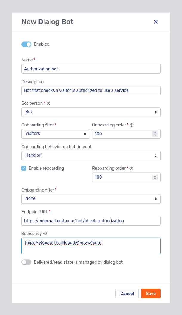Delete bot modal dialog