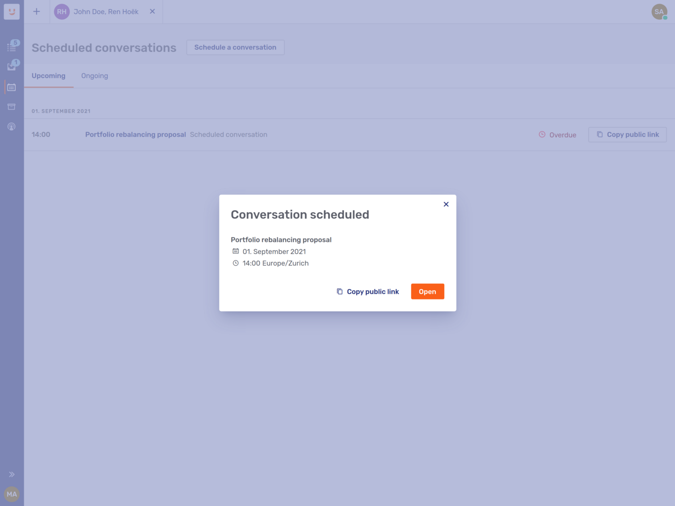 Conversation scheduled