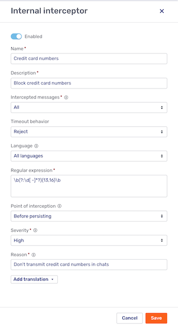 Internal interceptor fly-in page