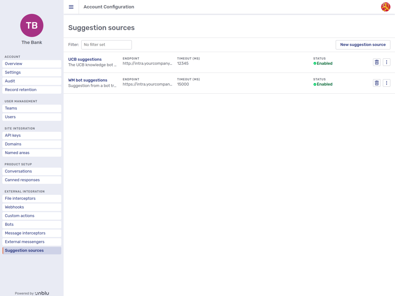 Suggestion source overview
