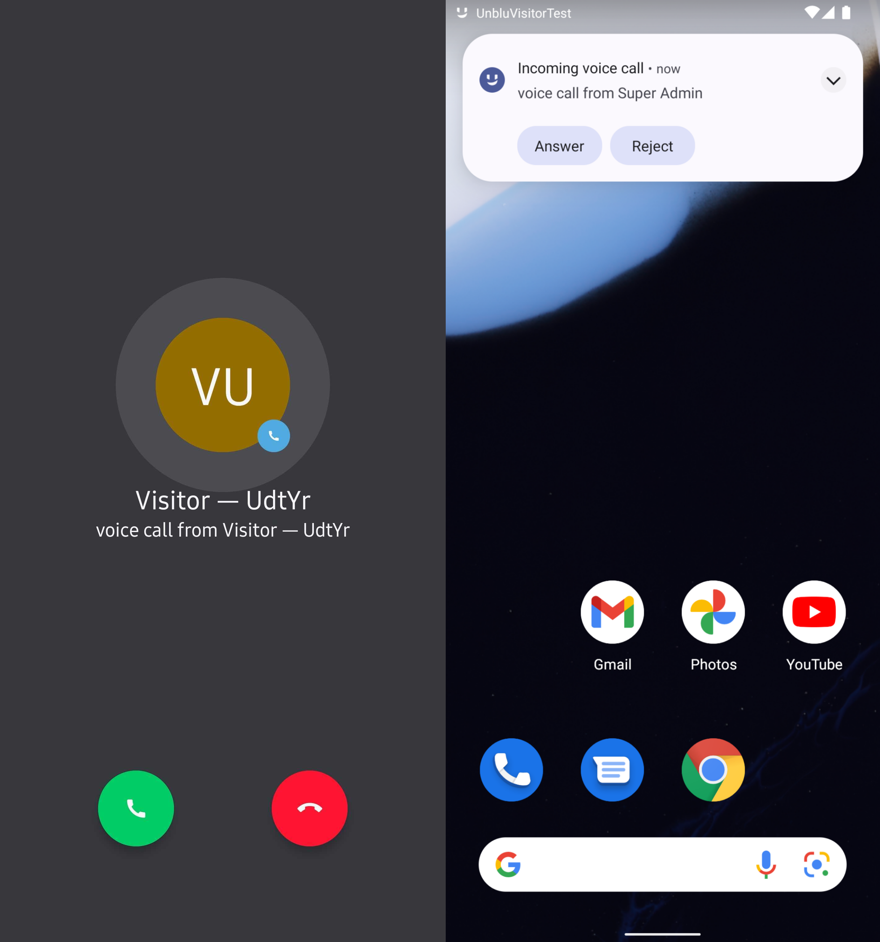 Incoming call notification
