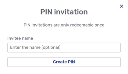 PIN invitation modal dialog