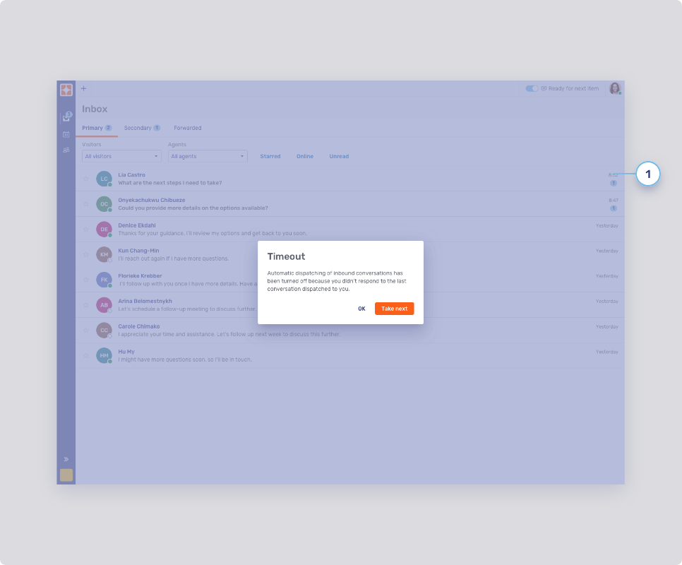 Modal dialogs in agent UIs