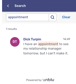 Search results in the Embedded Visitor UI