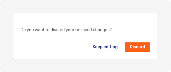 Modal dialog to discard changes to user profile