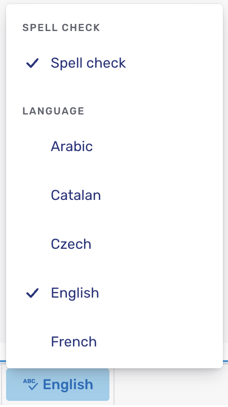 The language button menu