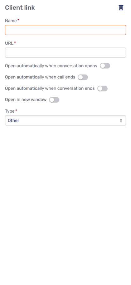 Client link side panel