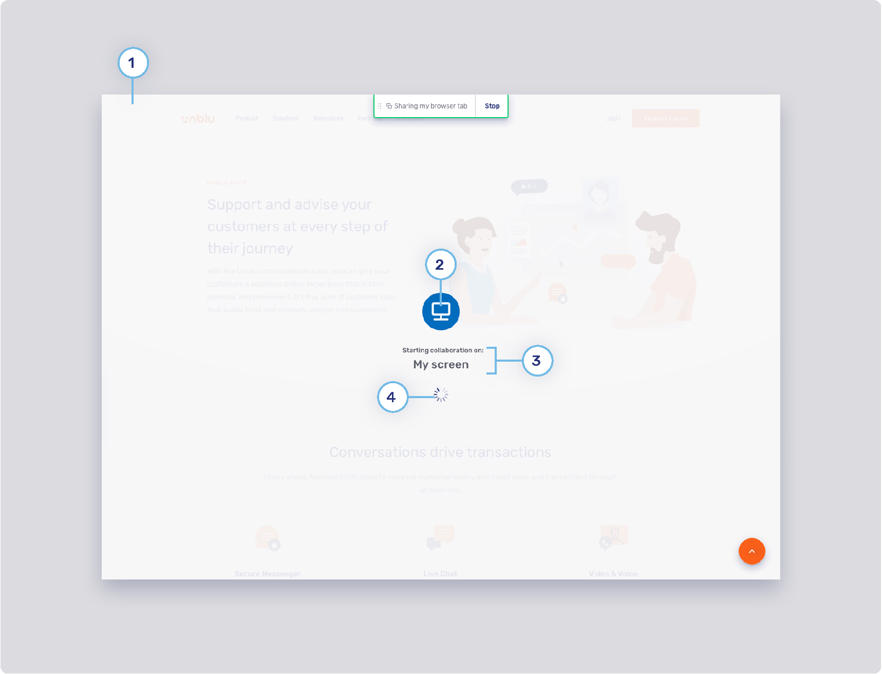 Visitor collaboration space splash screen