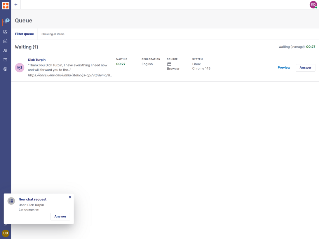 The Agent Desk queue