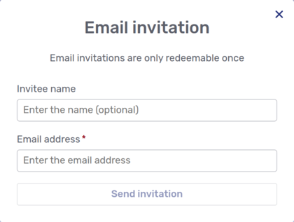 Email invitation modal dialog