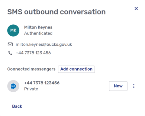 Modal dialog to select a connected messenger
