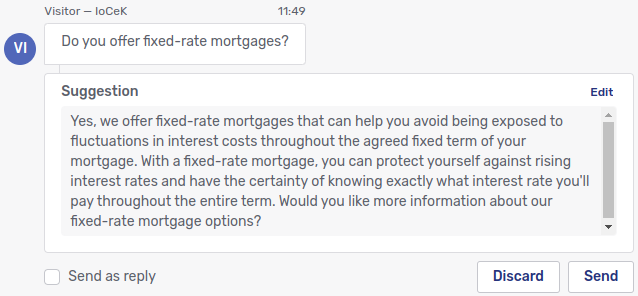 Chat suggestion before being sent to the chat