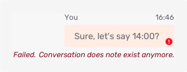 A message with the state "failed terminal"