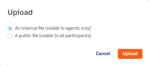 Dialog to choose messaging mode for file upload