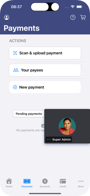 Unblu audio call displayed as PiP