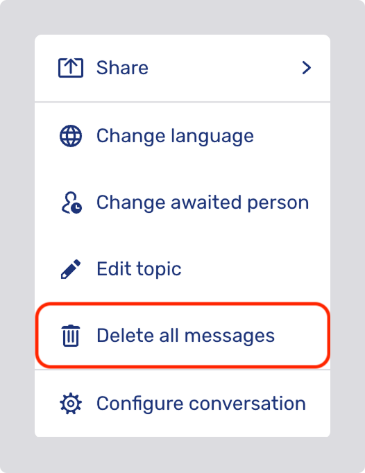 *Delete all messages* button in the control bar