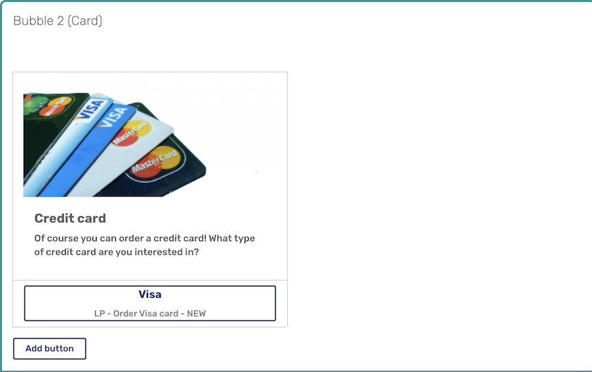Card answer bubble with a button
