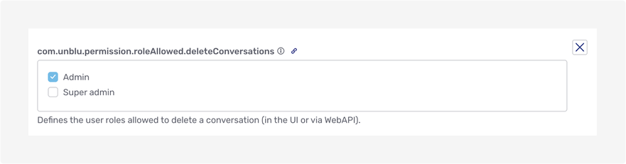 Example of a role-based feature setting in the global configuration interface