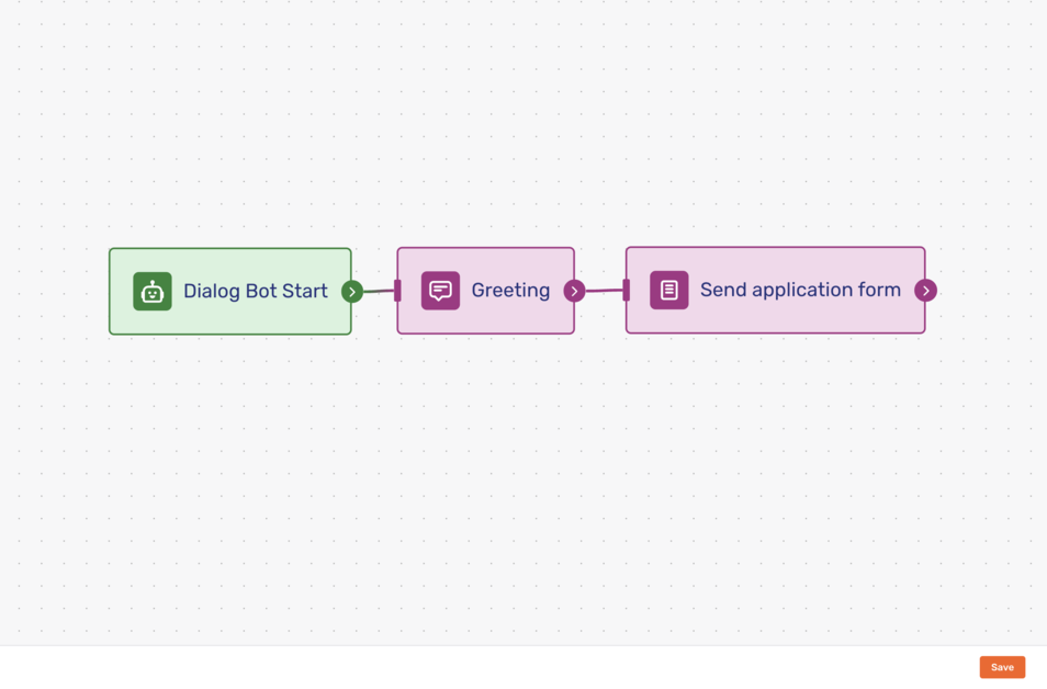 Flow canvas with delete connection icon visible