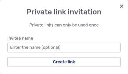 Private link invitation modal dialog