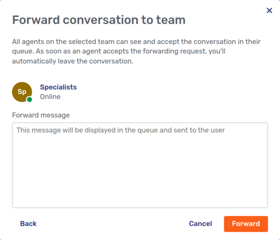 Message when forwarding conversation