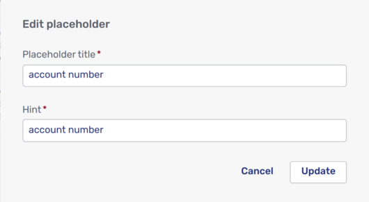 Creating a new text field placeholder