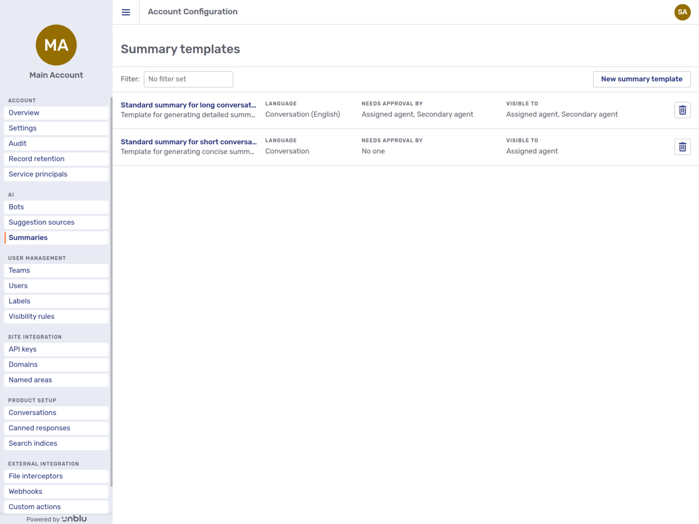 Summary templates overview