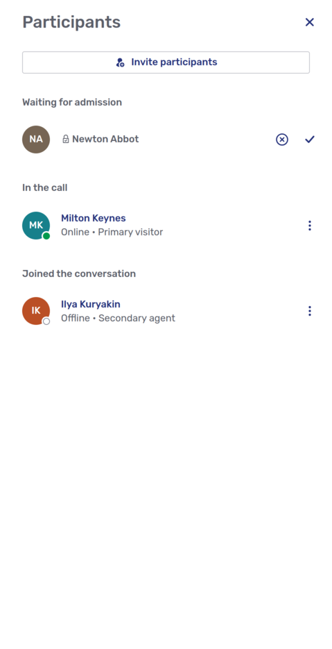 Participants panel with two other participants