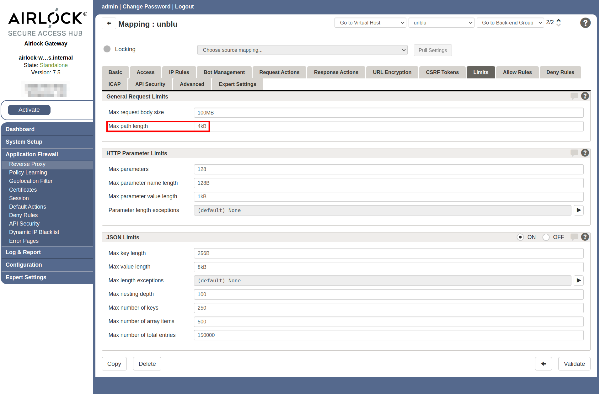 Airlock Unblu server mapping