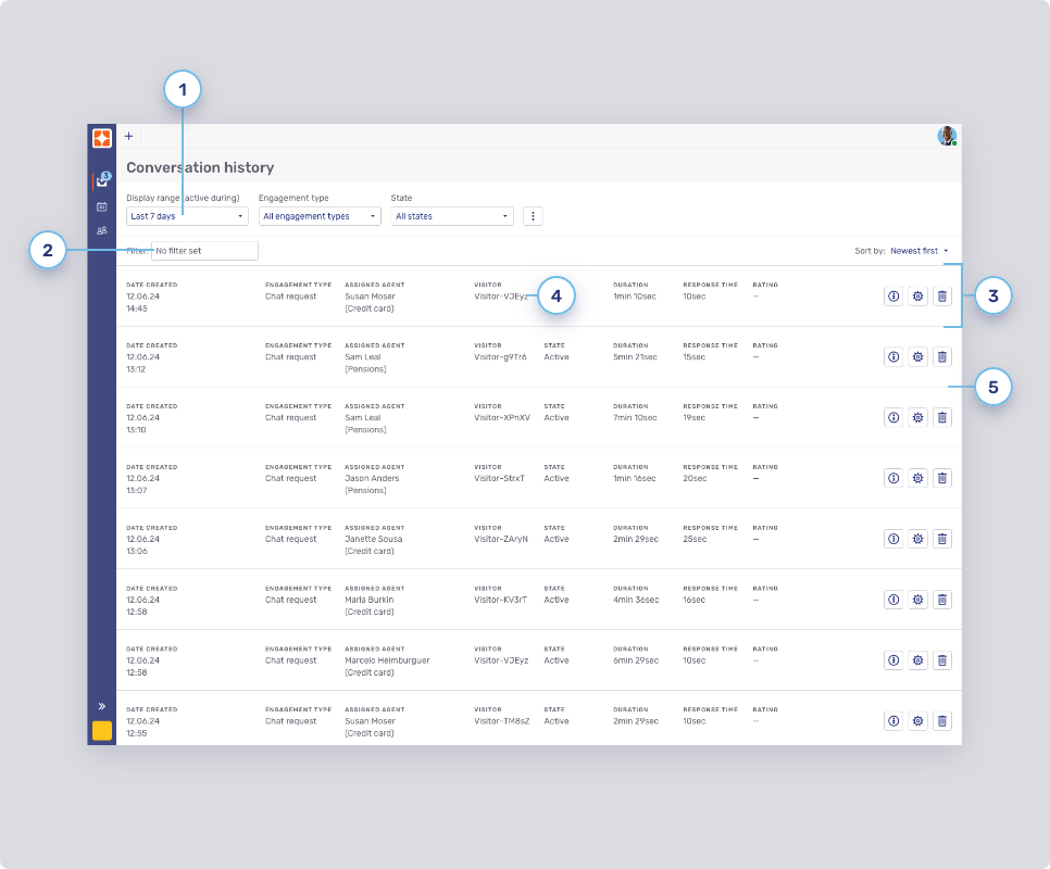 Agent Desk conversation history