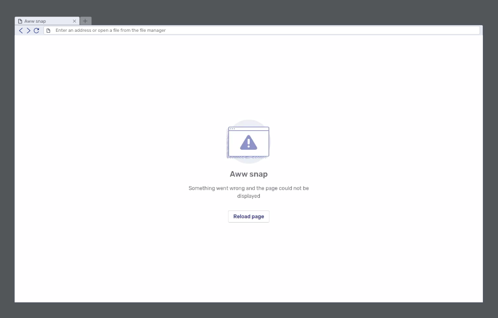 Headless browser crash page