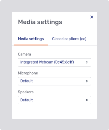 Media settings dialog