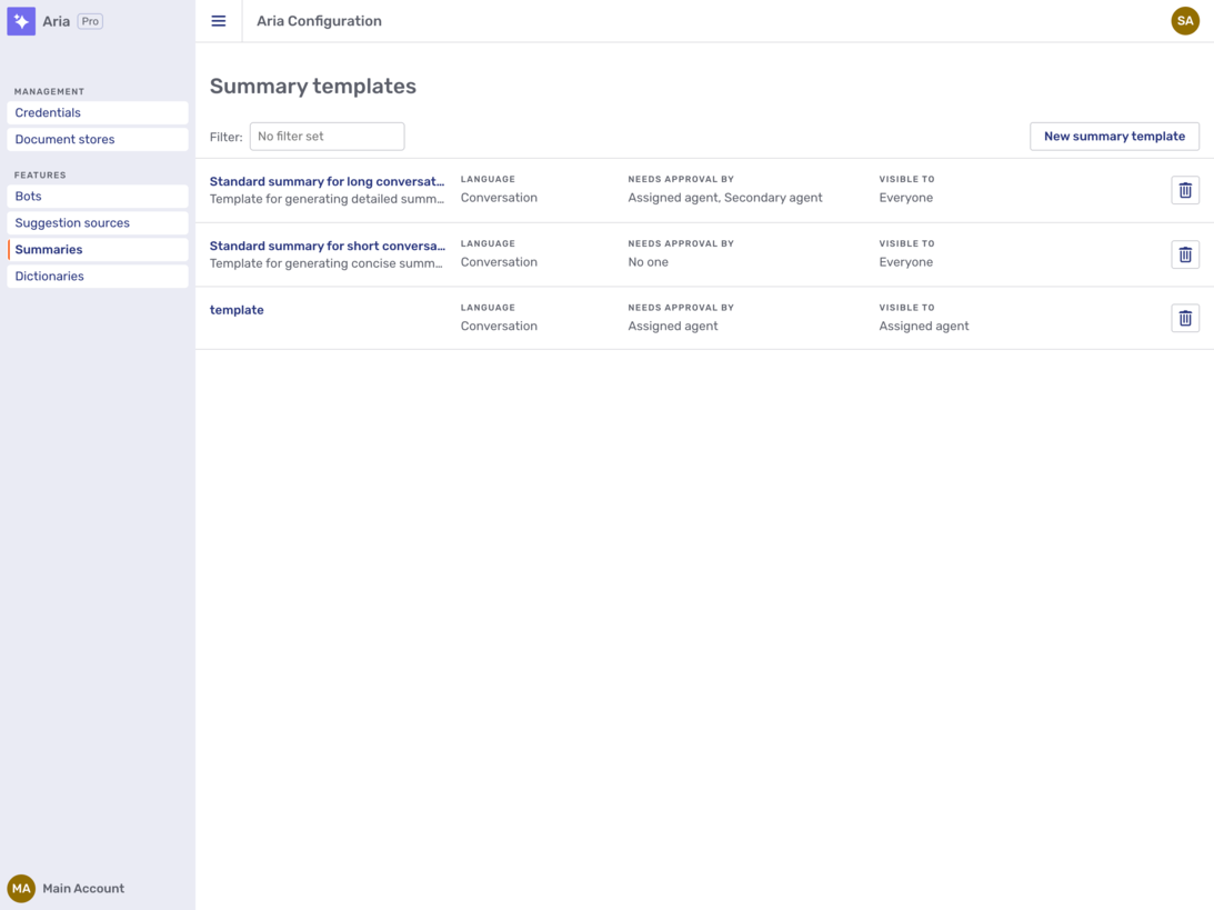 Summary templates overview